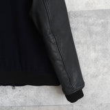 フレッドペリー ロゴ刺繍 レザー切り替え ウールブルゾン ブラック - NEWSED