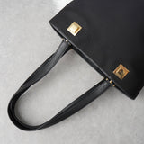 サルバトーレ フェラガモ ナイロンキャンバス レザー トートバッグ ハンドバッグ ブラック - NEWSED