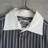 ヴィヴィアン ウエストウッド オーブ ストライプ柄 長袖シャツ クレリックシャツ ブルー - NEWSED