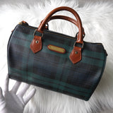 ポロ ラルフローレン チェック柄 ミニボストンバッグ PVC ダークグリーン - NEWSED