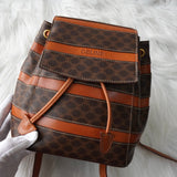 セリーヌ マカダム PVC / レザー ストライプ リュックサック ブラウン - NEWSED