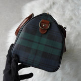 ポロ ラルフローレン チェック柄 PVC ミニボストンバッグ ハンドバッグ グリーン - NEWSED