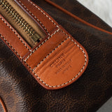 セリーヌ ヴィンテージ マカダム PVC /レザー ミニボストンバッグ ハンドバッグ ブラウン - NEWSED