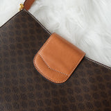 セリーヌ ヴィンテージ マカダム ゴールド ガンチーニ ワンハンドル PVC / レザー ハンドバッグ 自立型 ブラウン - NEWSED