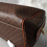 セリーヌ ヴィンテージ マカダム PVC /レザー ミニボストンバッグ ハンドバッグ ブラウン - NEWSED