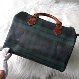 ポロ ラルフローレン チェック柄 ミニボストンバッグ PVC ダークグリーン - NEWSED