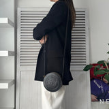 フェンディ ペカン PVC / レザー 1925スタンプ ラウンド ショルダーバッグ ポシェット ブラック / カーキ - NEWSED