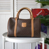 セリーヌ マカダム PVC ミニボストンバッグ ハンドバッグ ブラウン - NEWSED