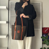 セリーヌ マカダム PVC/レザー バケツ型 トートバッグ ブラウン - NEWSED