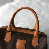 セリーヌ マカダム PVC レザー ミニボストンバッグ ハンドバッグ ブラウン - NEWSED