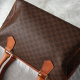 セリーヌ ヴィンテージ マカダム PVC /レザー ミニボストンバッグ ハンドバッグ ブラウン - NEWSED