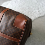 ヴィンテージ セリーヌ マカダム ボストンバッグ PVC / レザー ブラウン 南京錠・鍵付き - NEWSED