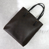 セリーヌ マカダム PVC レザー トートバッグ ハンドバッグ ブラウン ブラック - NEWSED