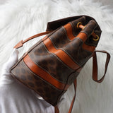 セリーヌ マカダム PVC / レザー ストライプ リュックサック ブラウン - NEWSED