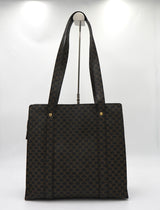 セリーヌ マカダム PVC/レザー トートバッグ ブラック/ブラウン - NEWSED