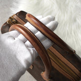 セリーヌ ヴィンテージ マカダム PVC /レザー ミニボストンバッグ ハンドバッグ ブラウン - NEWSED