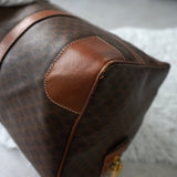 ヴィンテージ セリーヌ マカダム ボストンバッグ PVC / レザー ブラウン 南京錠・鍵付き - NEWSED