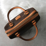 セリーヌ マカダム PVC レザー ミニボストンバッグ ハンドバッグ ブラウン - NEWSED