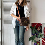 セリーヌ ヴィンテージ マカダム サークル金具 PVC/レザー ショルダーバッグ 自立型 ブラウン - NEWSED