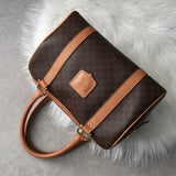 セリーヌ ヴィンテージ マカダム PVC /レザー 2way ミニボストンバッグ ハンドバッグ ショルダーバッグ ブラウン - NEWSED