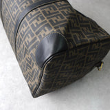 フェンディ ズッカ柄 PVC/レザー 2way ボストンバッグ ショルダーバッグ ブラウン - NEWSED