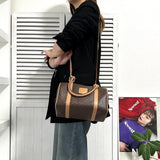 セリーヌ ヴィンテージ マカダム PVC /レザー 2way ミニボストンバッグ ハンドバッグ ショルダーバッグ ブラウン - NEWSED