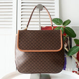 セリーヌ マカダム PVC / レザー 2way ハンドバッグ ショルダーバッグ ブラウン - NEWSED