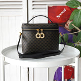 セリーヌ マカダム PVC / レザー 2way バニティバッグ ハンドバッグ ショルダーバッグ ミニバッグ ブラウン / ブラック - NEWSED