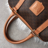 セリーヌ ヴィンテージ マカダム PVC /レザー 2way ミニボストンバッグ ハンドバッグ ショルダーバッグ ブラウン - NEWSED