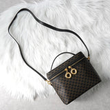 セリーヌ マカダム PVC / レザー 2way バニティバッグ ハンドバッグ ショルダーバッグ ミニバッグ ブラウン / ブラック - NEWSED