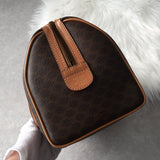 セリーヌ ヴィンテージ マカダム PVC /レザー 2way ミニボストンバッグ ハンドバッグ ショルダーバッグ ブラウン - NEWSED