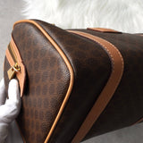 セリーヌ ヴィンテージ マカダム PVC /レザー 2way ミニボストンバッグ ハンドバッグ ショルダーバッグ ブラウン - NEWSED