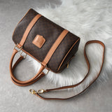 セリーヌ ヴィンテージ マカダム PVC /レザー 2way ミニボストンバッグ ハンドバッグ ショルダーバッグ ブラウン - NEWSED