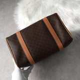 セリーヌ ヴィンテージ マカダム PVC /レザー 2way ミニボストンバッグ ハンドバッグ ショルダーバッグ ブラウン - NEWSED