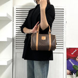 セリーヌ ヴィンテージ マカダム PVC /レザー 2way ミニボストンバッグ ハンドバッグ ショルダーバッグ ブラウン - NEWSED