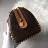 セリーヌ ヴィンテージ マカダム PVC /レザー 2way ミニボストンバッグ ハンドバッグ ショルダーバッグ ブラウン - NEWSED