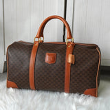 セリーヌ ヴィンテージ マカダム PVC ボストンバッグ トラベルバッグ ブラウン - NEWSED