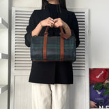 ポロ ラルフローレン チェック柄 ボストンバッグ PVC/レザー ダークグリーン - NEWSED