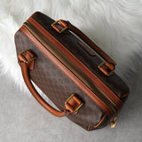 セリーヌ ヴィンテージ マカダム PVC /レザー ミニボストンバッグ ハンドバッグ ブラウン - NEWSED