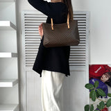 セリーヌ マカダム PVC / レザー トートバッグ ブラウン - NEWSED