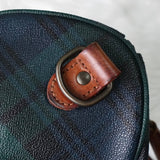 ポロ ラルフローレン チェック柄 PVC / レザー ミニボストンバッグ ハンドバッグ グリーン ブラウン - NEWSED