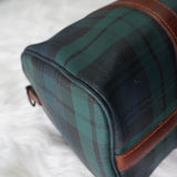 ポロ ラルフローレン チェック柄 PVC ミニボストンバッグ ハンドバッグ グリーン - NEWSED