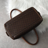 セリーヌ ヴィンテージ マカダム PVC /レザー ミニボストンバッグ ハンドバッグ ブラウン - NEWSED
