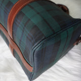 ポロ ラルフローレン チェック柄 PVC ミニボストンバッグ ハンドバッグ グリーン - NEWSED