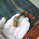 ラルフローレン チェック柄 PVC レザー ボストンバッグ グリーン - NEWSED