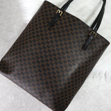 セリーヌ マカダム PVC レザー トートバッグ ハンドバッグ ブラウン ブラック - NEWSED