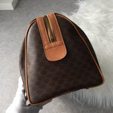 セリーヌ ヴィンテージ マカダム PVC /レザー ミニボストンバッグ ハンドバッグ ブラウン - NEWSED