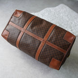 ヴィンテージ セリーヌ マカダム ボストンバッグ PVC / レザー ブラウン 南京錠・鍵付き - NEWSED