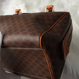 セリーヌ ヴィンテージ マカダム PVC /レザー ミニボストンバッグ ハンドバッグ ブラウン - NEWSED