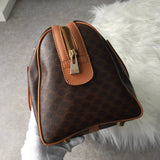 セリーヌ ヴィンテージ マカダム PVC /レザー ミニボストンバッグ ハンドバッグ ブラウン - NEWSED